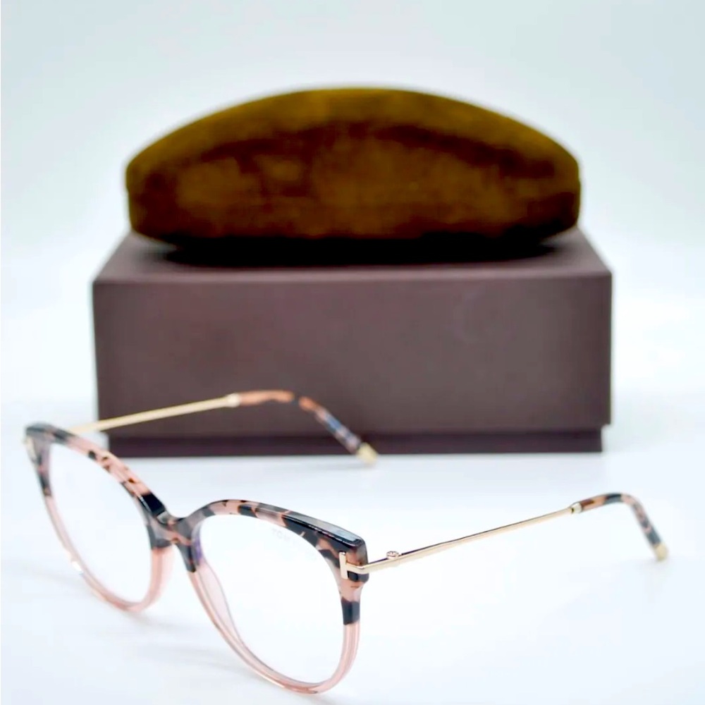 Authentic Tom Ford TF 5770-B Havana 54mm Round Blue Light Blocking Glasses